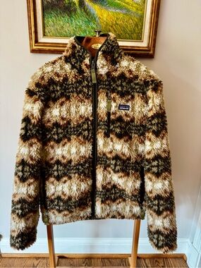 Patagonia Brown and Olive Sherpa-Lined Zip Jacket